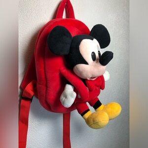 Disney Mickey Mouse Plush Backpack - Red, Black, and Yellow